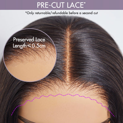Luvme short cut curly minimalist HD lace glueless side part wig made of 100% human hair with pre-cut lace for easy wear.