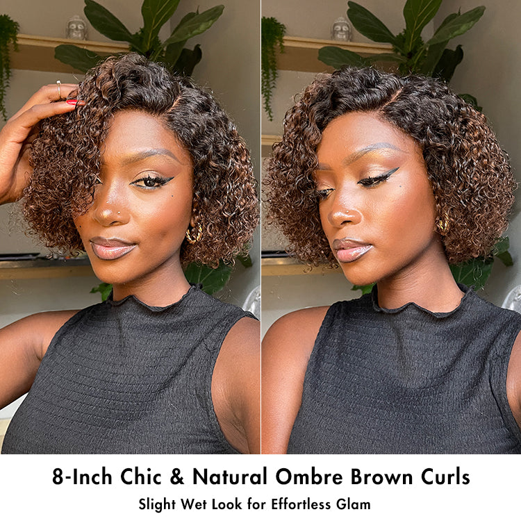 Luvme minimalist lace wig with short curly style, glueless HD lace, pre-cut human hair side part for a natural look