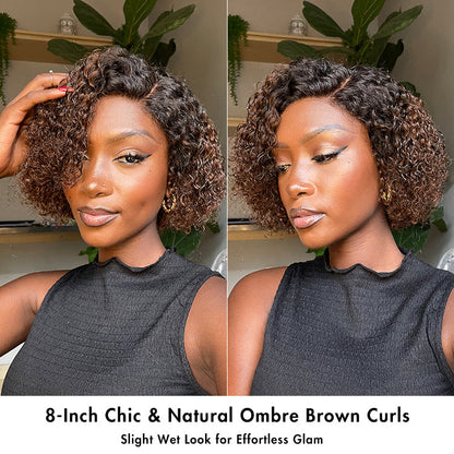 Luvme minimalist lace wig with short curly style, glueless HD lace, pre-cut human hair side part for a natural look