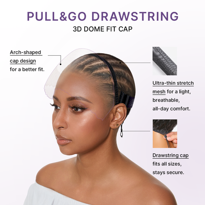 Luvme Hair PreMax water wave lace frontal wig with fluffy curly texture, 13x4 pre-cut lace, glueless flexi-fit drawstring cap