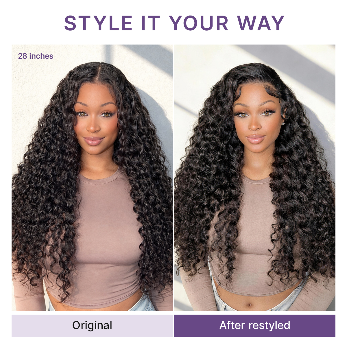 Luvme Hair PreMax water wave curly lace frontal wig with drawstring, 13x4 pre-cut lace, glueless flexible fit, fluffy curly style
