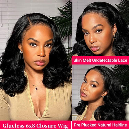🎉Final 3 Hours: 70%OFF🔥 Density Side Part Glueless LayerCut Wig 6x8 Lace Closure Wig Body Wave Pre Cut Pre Bleached Ready Go Wigs